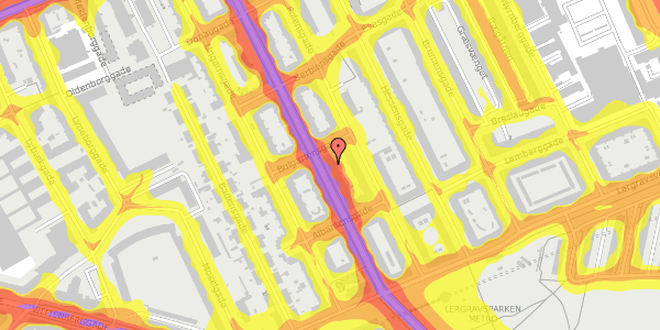 Trafikstøjkort på Østrigsgade 37, 3. th, 2300 København S