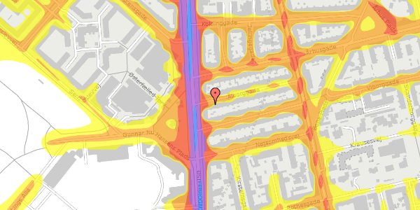 Trafikstøjkort på Ålborggade 2, kl. , 2100 København Ø