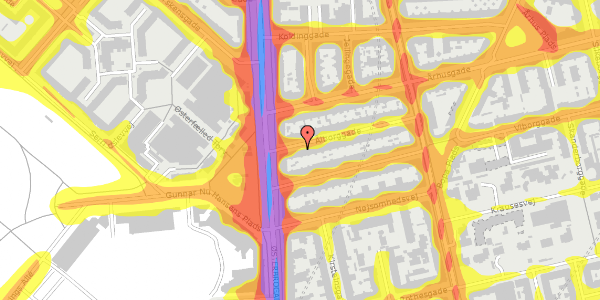 Trafikstøjkort på Ålborggade 4, kl. , 2100 København Ø