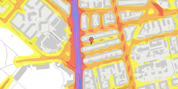 Trafikstøjkort på Ålborggade 6, 1. th, 2100 København Ø