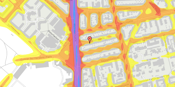 Trafikstøjkort på Ålborggade 6, 2. tv, 2100 København Ø