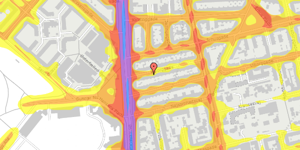 Trafikstøjkort på Ålborggade 8, 1. tv, 2100 København Ø