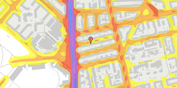 Trafikstøjkort på Ålborggade 10, kl. , 2100 København Ø