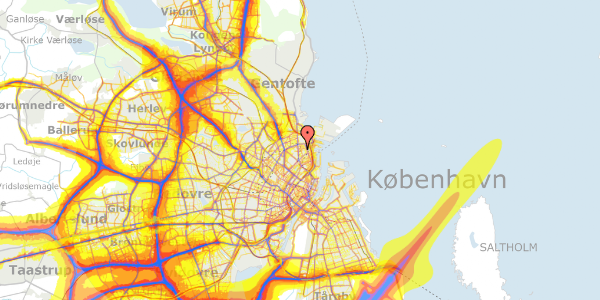 Trafikstøjkort på Ålborggade 13, 2. tv, 2100 København Ø