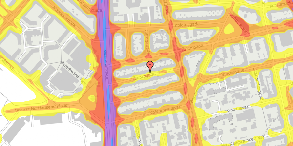 Trafikstøjkort på Ålborggade 15, 1. tv, 2100 København Ø