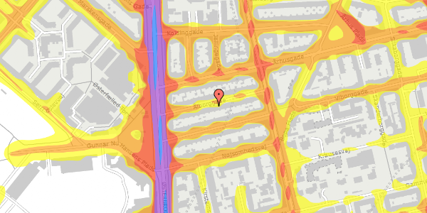 Trafikstøjkort på Ålborggade 16, 2. th, 2100 København Ø