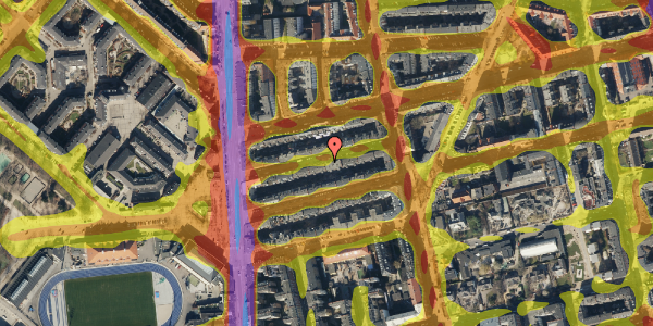 Trafikstøjkort på Ålborggade 18, 1. th, 2100 København Ø