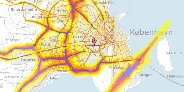 Trafikstøjkort på Aarestrupsvej 11, 1. th, 2500 Valby