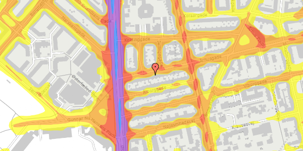 Trafikstøjkort på Århusgade 12, 2. th, 2100 København Ø