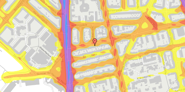 Trafikstøjkort på Århusgade 16, st. th, 2100 København Ø