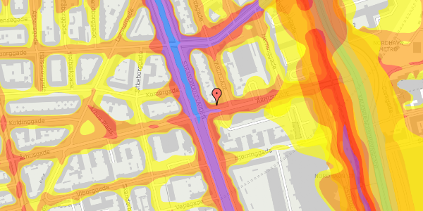 Trafikstøjkort på Århusgade 95, st. tv, 2100 København Ø