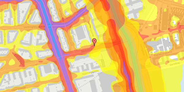 Trafikstøjkort på Århusgade 105, 4. th, 2100 København Ø