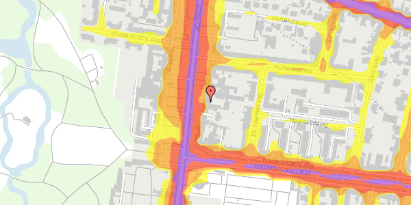 Trafikstøjkort på Allegade 8A, 1. th, 2000 Frederiksberg