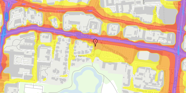 Trafikstøjkort på Andebakkesti 4, kl. , 2000 Frederiksberg