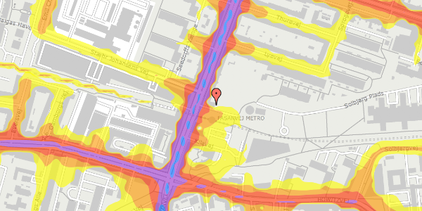 Trafikstøjkort på P. Andersens Vej 1, 1. th, 2000 Frederiksberg