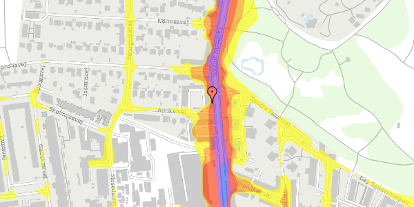 Trafikstøjkort på Aurikelvej 2, st. th, 2000 Frederiksberg