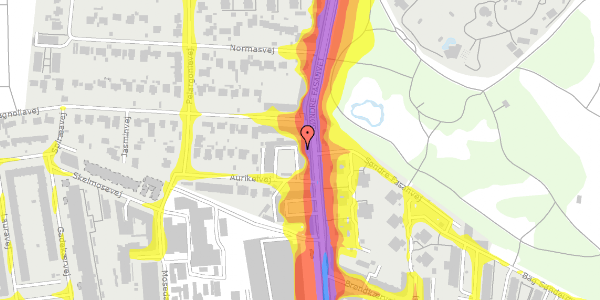 Trafikstøjkort på Aurikelvej 6, 1. th, 2000 Frederiksberg