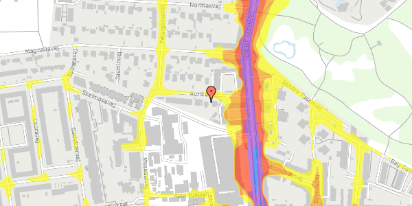 Trafikstøjkort på Aurikelvej 9, 2000 Frederiksberg