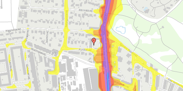 Trafikstøjkort på Aurikelvej 14, 1. 2, 2000 Frederiksberg