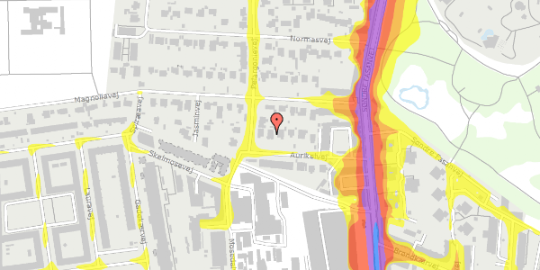 Trafikstøjkort på Aurikelvej 24, 2000 Frederiksberg