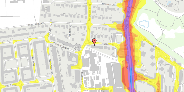 Trafikstøjkort på Aurikelvej 29, 2000 Frederiksberg