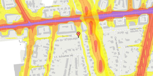 Trafikstøjkort på Bendzvej 1A, 2000 Frederiksberg