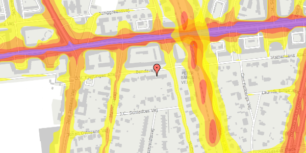 Trafikstøjkort på Bendzvej 3, 2000 Frederiksberg