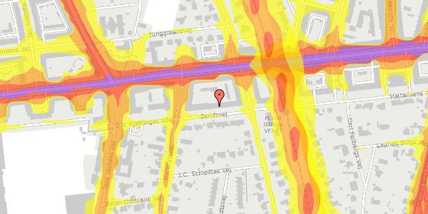 Trafikstøjkort på Bendzvej 6, st. th, 2000 Frederiksberg