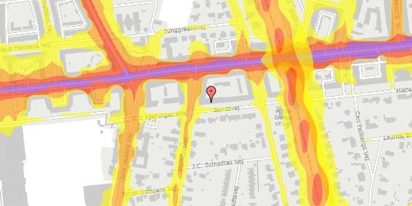 Trafikstøjkort på Bendzvej 10, 1. th, 2000 Frederiksberg