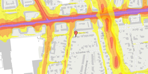 Trafikstøjkort på Bendzvej 11, 2000 Frederiksberg