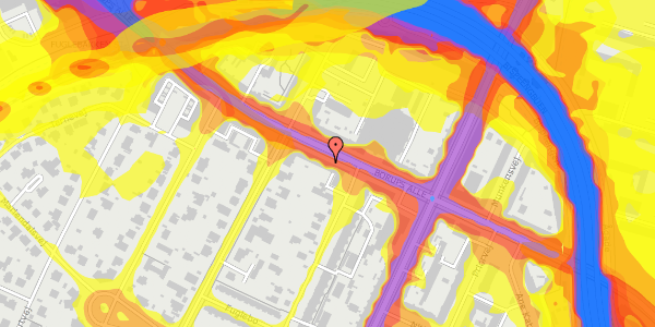 Trafikstøjkort på Borups Alle 127, 1. th, 2000 Frederiksberg