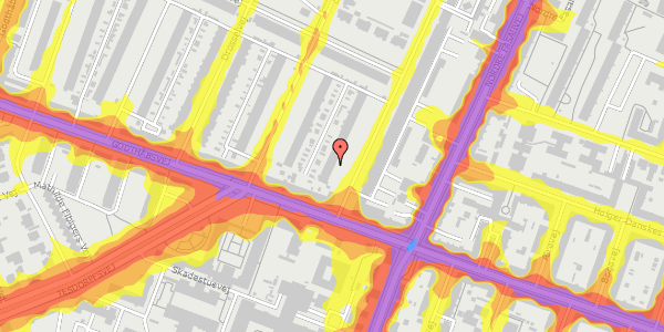 Trafikstøjkort på Duevej 9, 2000 Frederiksberg