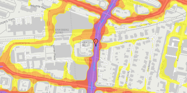 Trafikstøjkort på Falkoner Alle 17, st. 1, 2000 Frederiksberg