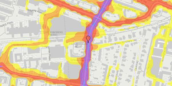 Trafikstøjkort på Falkoner Alle 19, st. 1, 2000 Frederiksberg