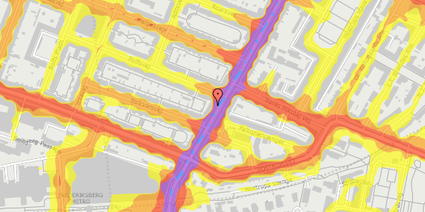 Trafikstøjkort på Falkoner Alle 33, 1. th, 2000 Frederiksberg