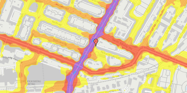 Trafikstøjkort på Falkoner Alle 42, st. 1, 2000 Frederiksberg