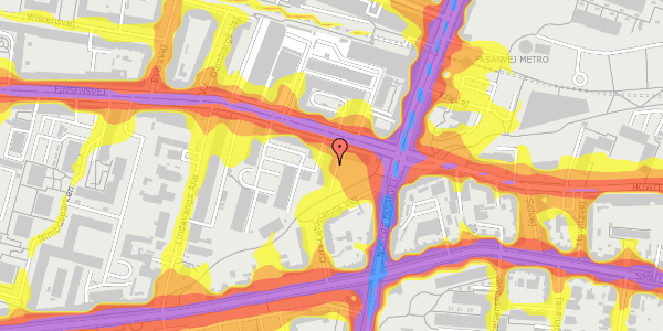 Trafikstøjkort på Finsensvej 5B, 1. th, 2000 Frederiksberg