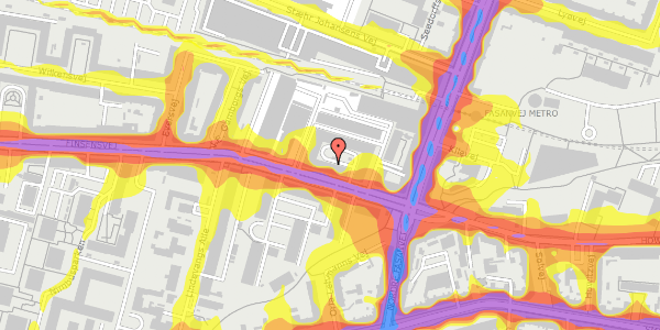 Trafikstøjkort på Finsensvej 8B, 3. th, 2000 Frederiksberg