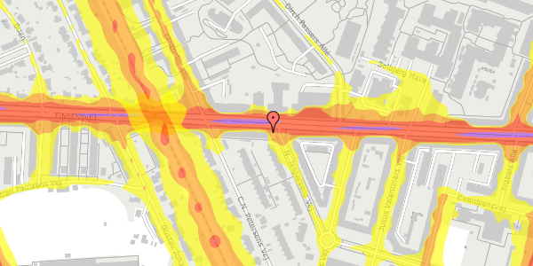 Trafikstøjkort på Finsensvej 73, 2000 Frederiksberg