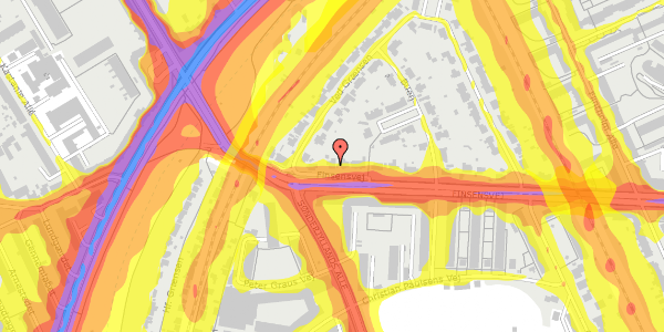 Trafikstøjkort på Finsensvej 128, 2000 Frederiksberg