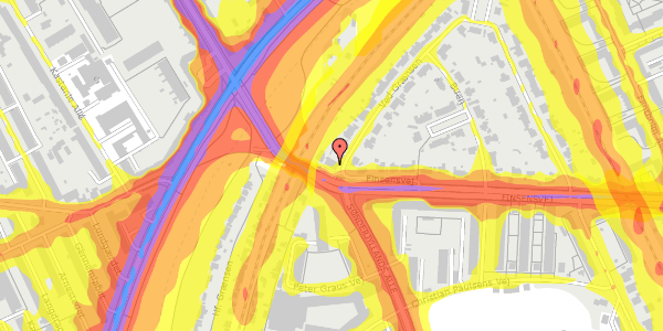 Trafikstøjkort på Finsensvej 132, 2000 Frederiksberg