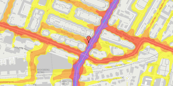 Trafikstøjkort på Folkvarsvej 1, 4. th, 2000 Frederiksberg