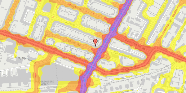 Trafikstøjkort på Folkvarsvej 2B, 1. th, 2000 Frederiksberg