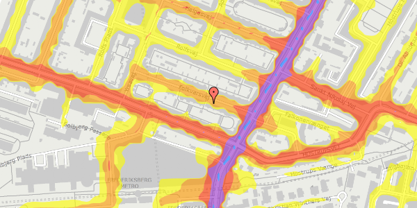 Trafikstøjkort på Folkvarsvej 9, kl. , 2000 Frederiksberg