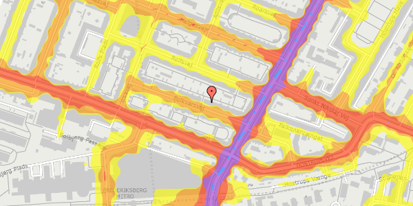 Trafikstøjkort på Folkvarsvej 10, st. th, 2000 Frederiksberg