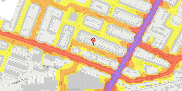 Trafikstøjkort på Folkvarsvej 20, 4. th, 2000 Frederiksberg