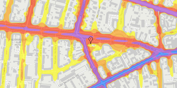 Trafikstøjkort på Frederiksberg Alle 23, st. th, 1820 Frederiksberg C