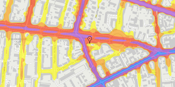 Trafikstøjkort på Frederiksberg Alle 23, 1. th, 1820 Frederiksberg C