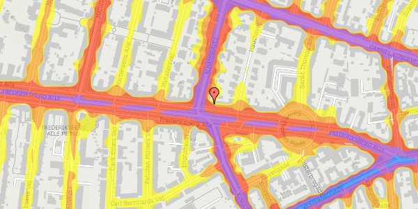 Trafikstøjkort på Frederiksberg Alle 40, st. tv, 1820 Frederiksberg C