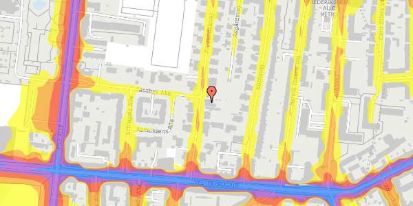 Trafikstøjkort på Frydendalsvej 23, 1. , 1809 Frederiksberg C